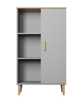 Kocot Denver Bogreol       Låge Og   Hylder Chinchilla Grå Og Natur Hickory Spånplader  :120cm X80cm   Cm