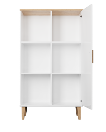 Kocot Denver Bogreol       Låge Og   Hylder Hvid Og Natur Hickory Spånplader  :120cm X80cm   35cm