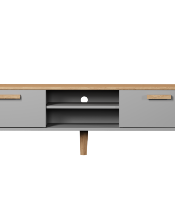 Kocot Denver Tv-bord       Låger Og   Hylde  Chinchilla Grå Og Natur Hickory Spånplader  160x47
