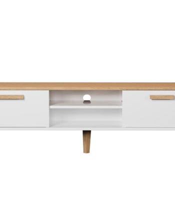 Kocot Denver Tv-bord       Låger Og   Hylde Hvid Og Natur Hickory Spånplader  160x47