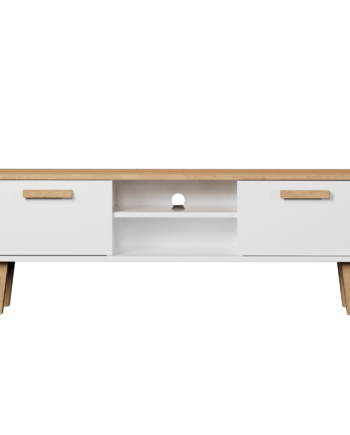 Kocot Denver Tv-bord       Låger Og   Hylde Hvid Og Natur Hickory Spånplader  120x47