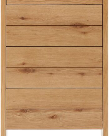 Kommode Kave Home Alguema Natur Egetræsfiner 120x60x40 Cm   Skuffer Push-to-open Moderne Nordisk