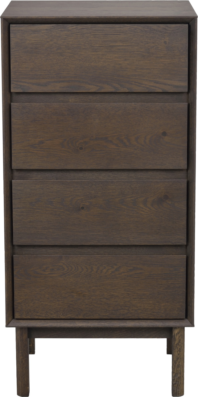 Kommode Rowico Mackay Brun Oliebehandlet Massivt Egetræ Fsc   Skuffer H92   B45   D38 Cm