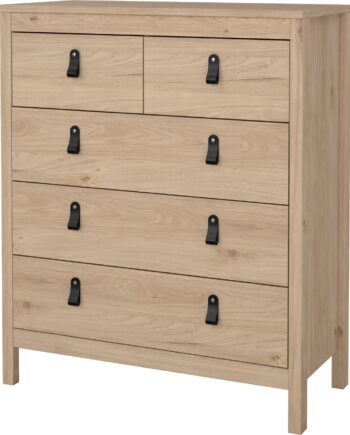 Kommode   Skuffer Vesterholm Lunor  Jackson Hickory  Dansk Fsc-træ  Læder Metal Greb