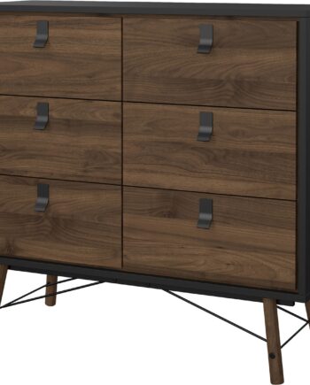 Kommode Vesterholm Askø   Skuffer  Valnød Mat Sort  Bøgeben  H95ã B102ã D40 Cm