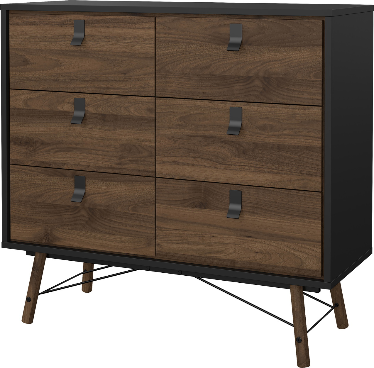 Kommode Vesterholm Askø Skuffer Valnød Mat Sort Bøgeben H95ã B102ã D40 Cm