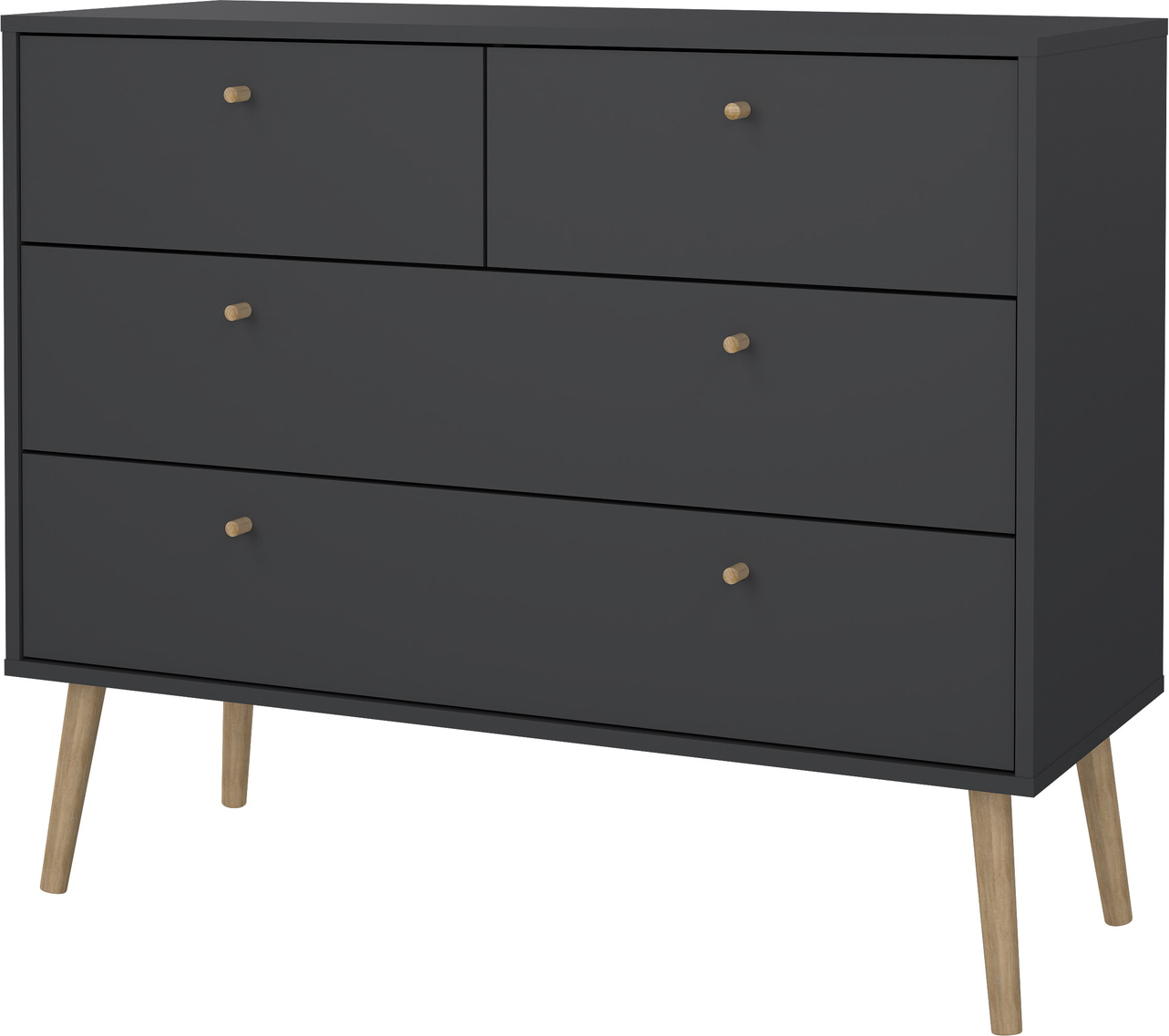 Kommode Vesterholm Bodo   Skuffer  Matgrå  Massivt Trægreb  Folieoverflade  H81 7xb98 7xd39   Cm