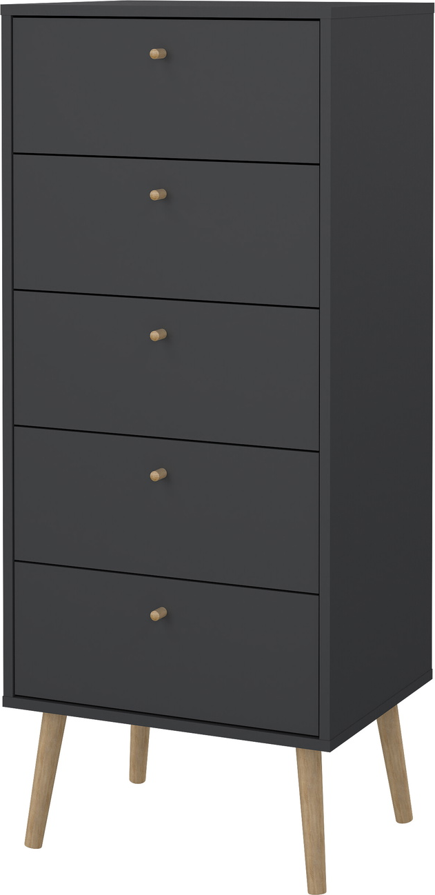 Kommode Vesterholm Bodo Smal Matgrå    Skuffer  H120   B50   D39 Cm
