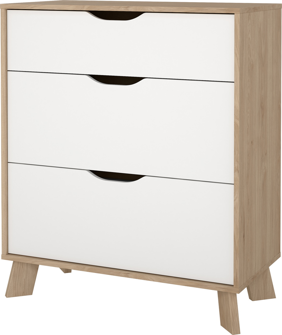 Kommode Vesterholm Ikast   Skuffer Jackson Hickory Hvid Vægmonteret H92   B79   D40 Cm