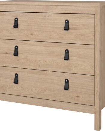 Kommode Vesterholm Lunor   Skuffer Jackson Hickory Til Soveværelse Med Sorte Lædergreb Fsccertificeret Dansk Design