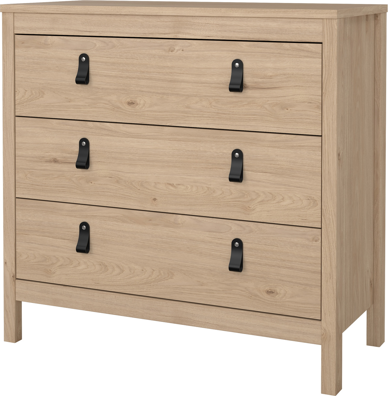 Kommode Vesterholm Lunor Skuffer Jackson Hickory Til Soveværelse Med Sorte Lædergreb Fsccertificeret Dansk Design