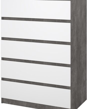 Kommode Vesterholm Naia   Skuffer  Oxid Beton Hvid Højglans  Vægmonteret H111ã B77ã D50 Cm  Dansk Fsc