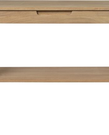 Konsolbord Amalfi Nordique Design   Massiv Egetræ Med Sort Metalbase  Skuffe Og åben Hylde H78xb37xd90 Cm