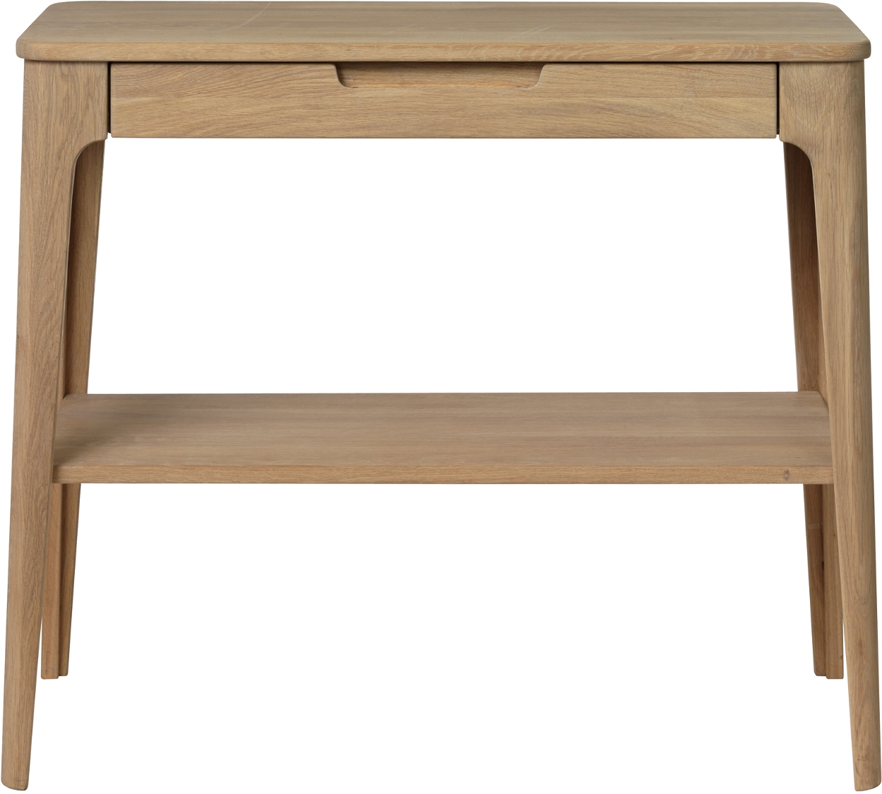 Konsolbord Amalfi Nordique Design Massiv Egetræ Med Sort Metalbase Skuffe Og åben Hylde H78xb37xd90 Cm