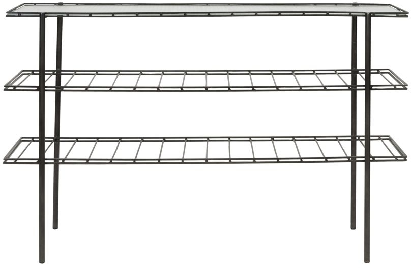 Konsolbord House Doctor Gany -hyldet Sort Stålramme Med Glasplade H85ã B130ã D35 Cm
