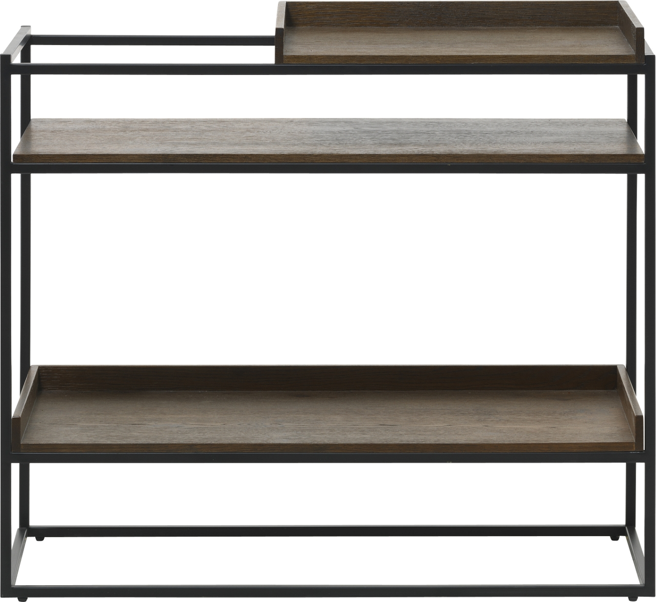 Konsolbord Nordique Design Rivoli-serie Røget Eg Med Sort Metalstel H79ã B38ã L90 Cm Hylder Industrielt Design
