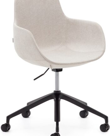 Kontorstol Kave Home Tissiana Beige   Moderne Nordisk Industriel Arbejdsstol  Højdejusterbar Med Parkethjul