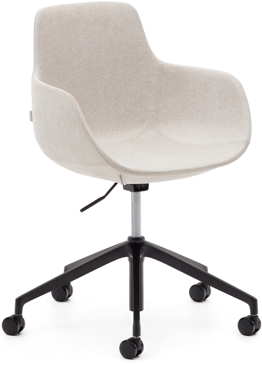 Kontorstol Kave Home Tissiana Beige   Moderne Nordisk Industriel Arbejdsstol  Højdejusterbar Med Parkethjul