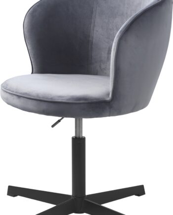 Kontorstol Nordique Design Gain   Gråt Fløjl   Justerbar Arbejdsstol Med Spin-funktion  Max 110 Kg  Sort Metalbase  H88ã B61 Cm