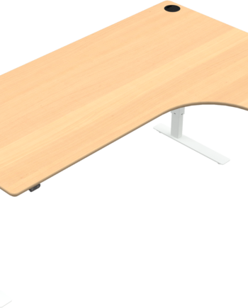 -formet To-bens Hæve- Sænkebord Skrivebord Zennord Versastand Natur Hvid 180x120 Cm