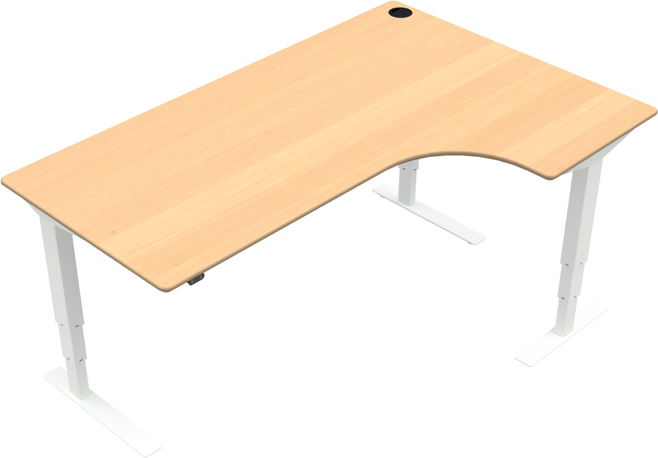 -formet To-bens Hæve- Sænkebord Skrivebord Zennord Versastand Natur Hvid 180x120 Cm