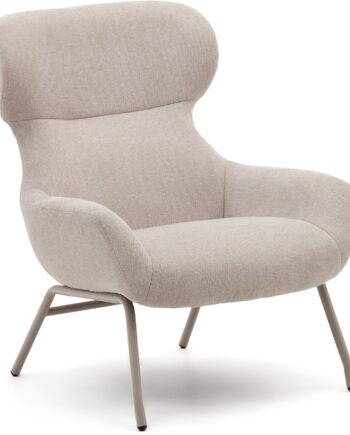 Lænestol Kave Home Belina   Beige Chenille Med Lysegrå Stålben H97xb78xl86 Cm
