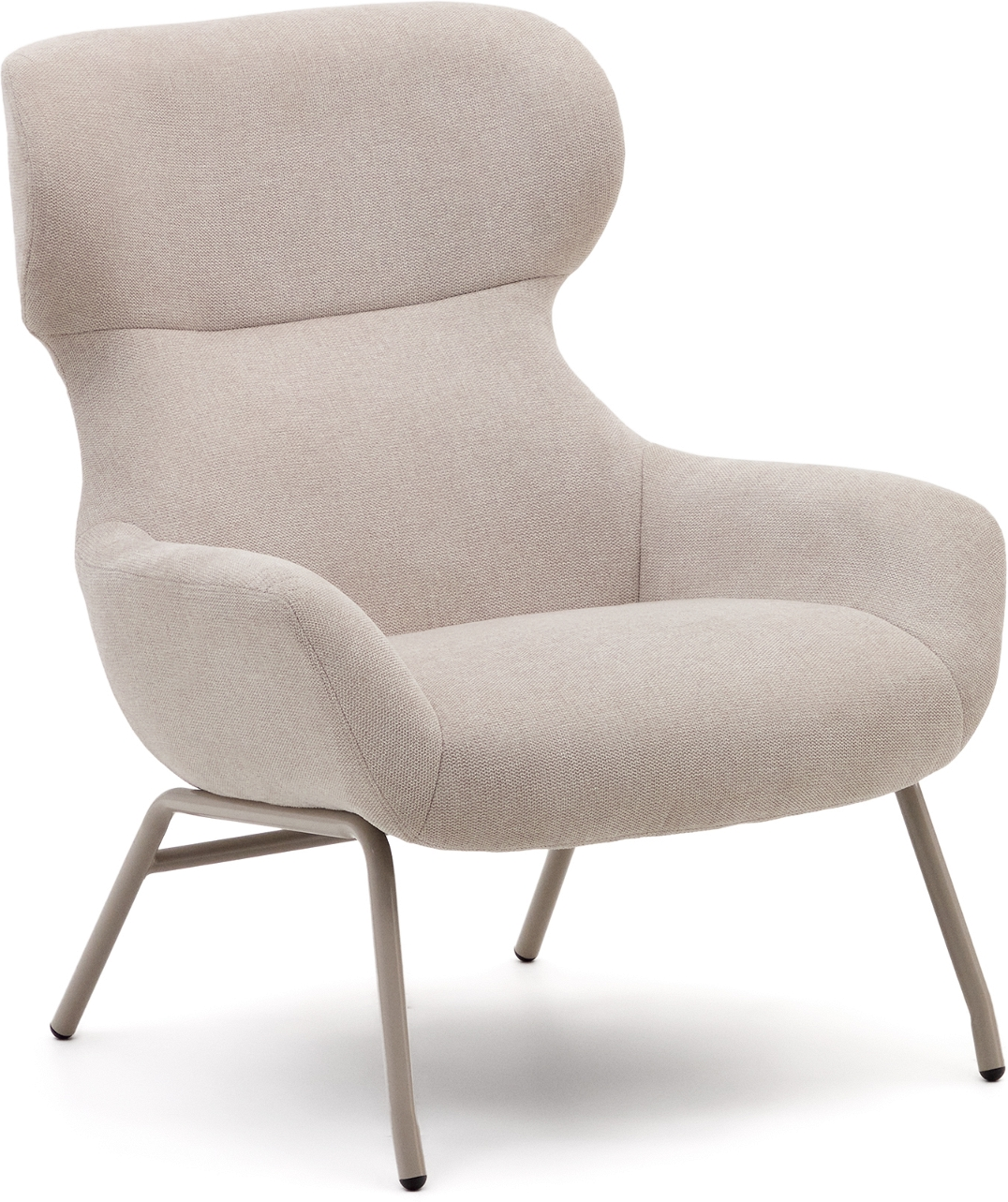 Lænestol Kave Home Belina   Beige Chenille Med Lysegrå Stålben H97xb78xl86 Cm