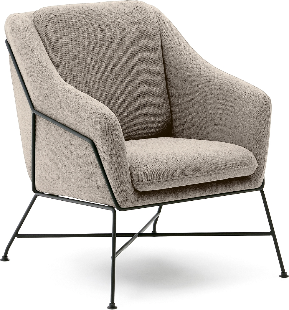 Lænestol Kave Home Brida Polstret Stof Beige Med Sort Stel