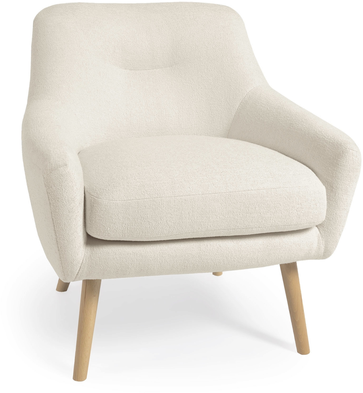 Lænestol Kave Home Candela   Hvid Shearling Med Massivt Bøgetræ  Bæredygtig E0-klassificeret   Rustik Kolonial Nordisk Stil