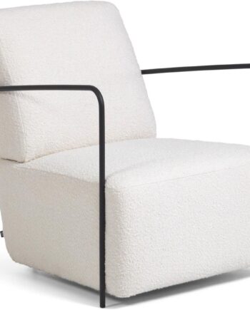 Lænestol Kave Home Gamer Hvid Shearling Polstret Med Sort Metalramme   Moderne Nordisk Komfortstol