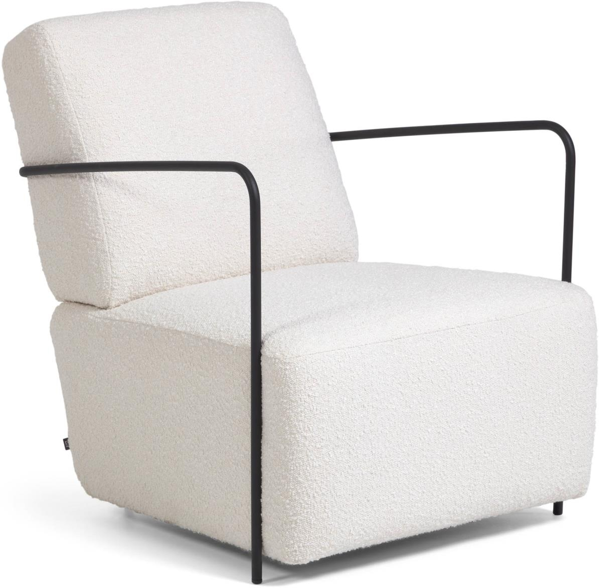 Lænestol Kave Home Gamer Hvid Shearling Polstret Med Sort Metalramme   Moderne Nordisk Komfortstol
