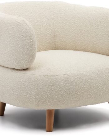 Lænestol Kave Home Luisa   Hvid Fleece Med Bøgetræsben H68ã B78ã L80 Cm