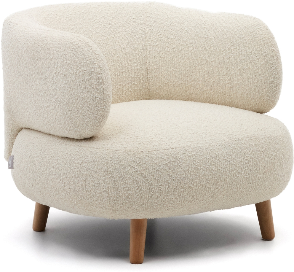 Lænestol Kave Home Luisa   Hvid Fleece Med Bøgetræsben H68ã B78ã L80 Cm