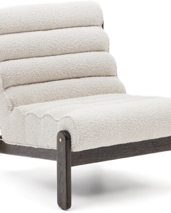 Lænestol Kave Home Magira Lounge-stol   Hvid Shearling Med Massivt Egetræ Og Moderne Nordisk Design