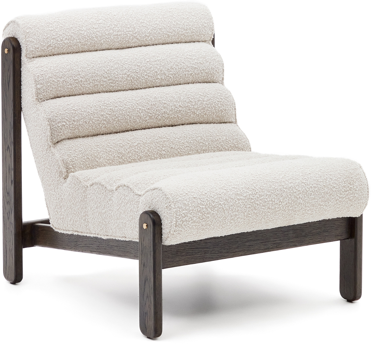Lænestol Kave Home Magira Lounge-stol   Hvid Shearling Med Massivt Egetræ Og Moderne Nordisk Design