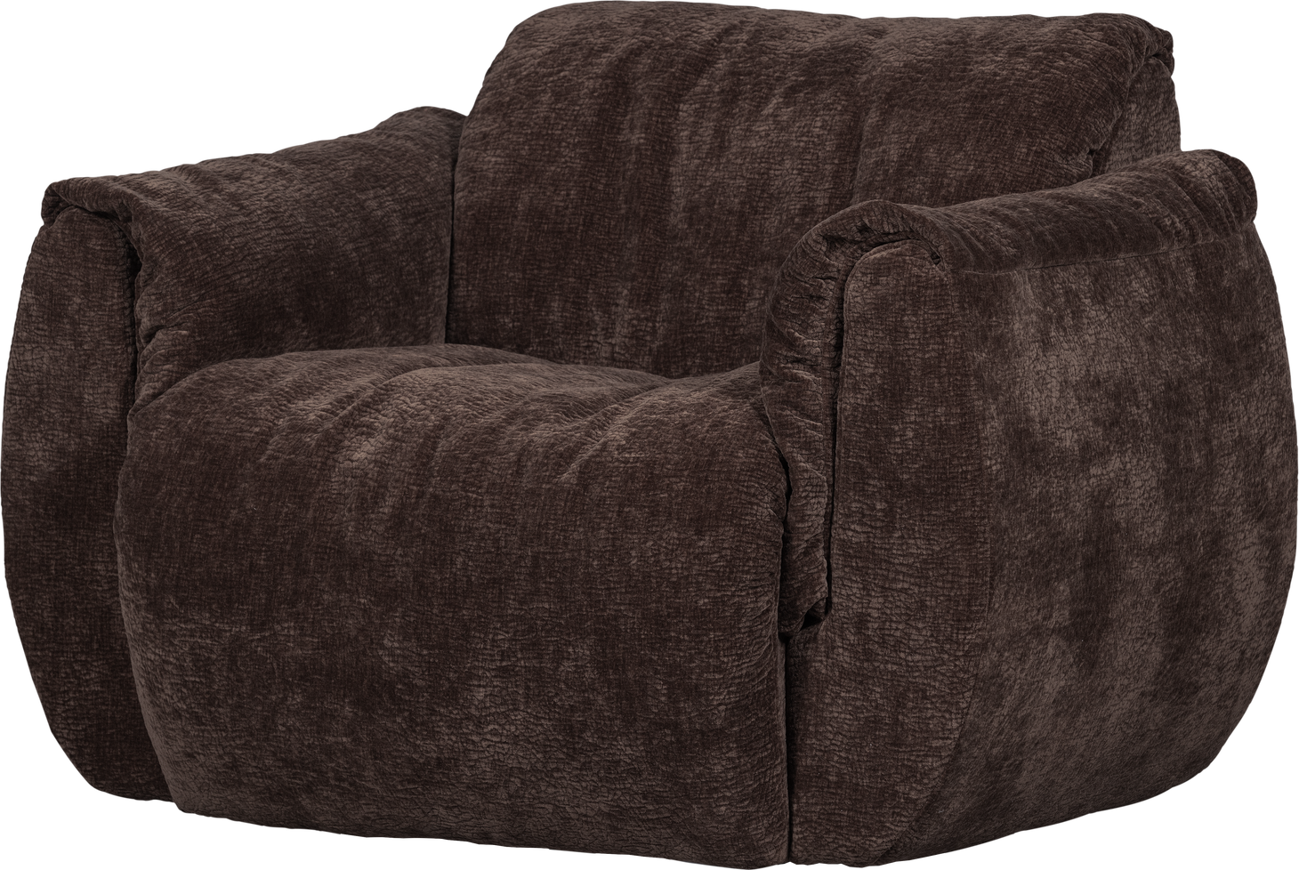 Lænestol Woood Baggy Mørkebrun 3d-chenille Strukturstof Drejefunktion B104 Cm