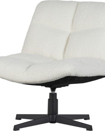 Lænestol Woood Exclusive Vinny Drejestol  Hvid Bouclé  Sort Metalbase  100  Polyester  H80ã B75ã D75 Cm