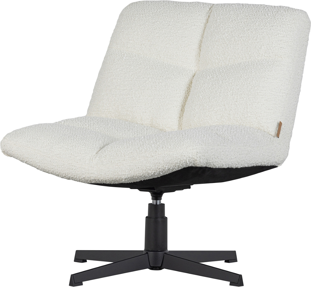 Lænestol Woood Exclusive Vinny Drejestol Hvid Bouclé Sort Metalbase 100 Polyester H80ã B75ã D75 Cm