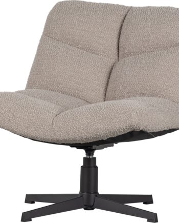 Lænestol Woood Exclusive Vinny Sandfarvet Bouclé-drejestol Med Sort Metalbase H80   B75   D75 Cm