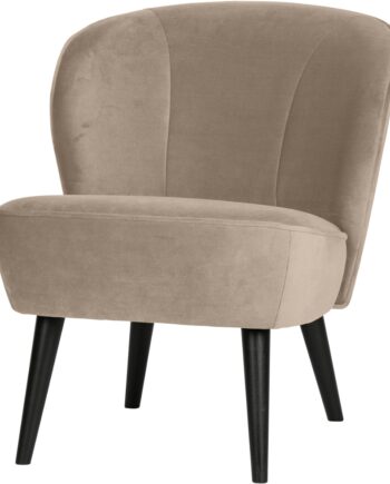 Lænestol Woood Sara   Beige Jarra Fløjl Med Sorte Birketræsben   Elegant   Komfortabel