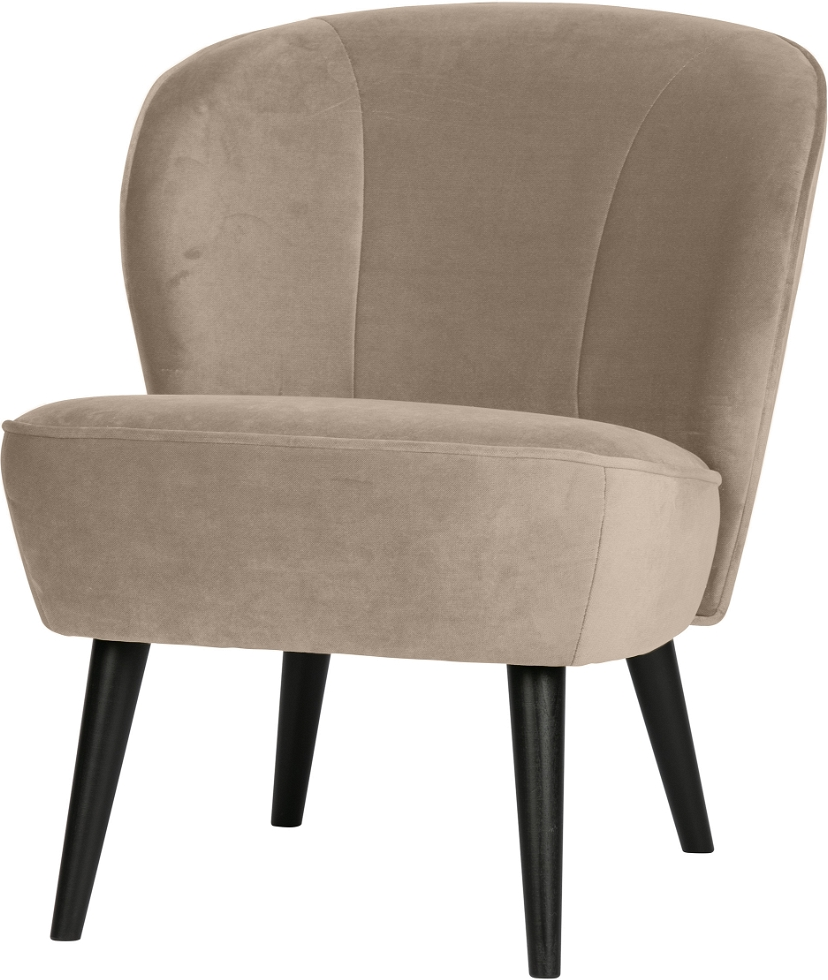Lænestol Woood Sara Beige Jarra Fløjl Med Sorte Birketræsben Elegant Komfortabel