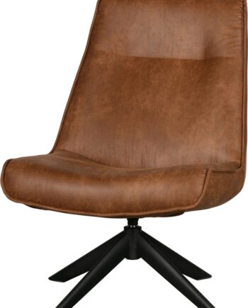 Lænestol Woood Skyler Drejestol   Cognac Pu-læder Med Matsort Stålbase H94ã B67ã D85 Cm