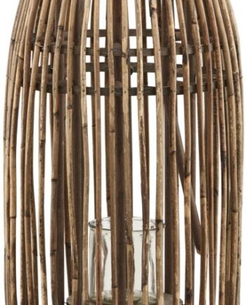Lanterne House Doctor Ova Natur Rattan Og Glas Med Metalhåndtag ø30   H65 Cm