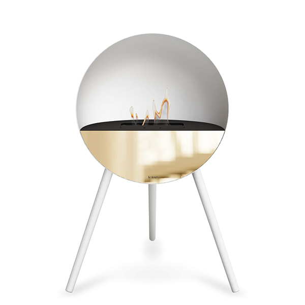 Le Feu Eye Bioethanolpejs   Hvid Hvide Ben Sort Top Rose Gold Front  : Erling Christensen Møbler