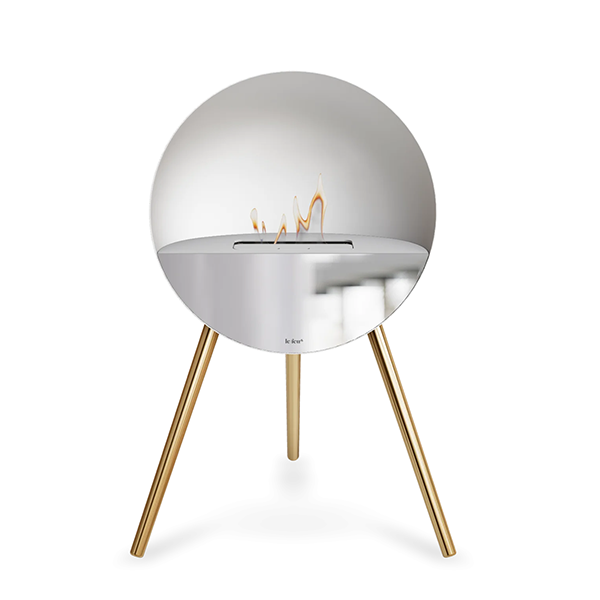 Le Feu Eye Bioethanolpejs   Hvid Rose Gold Ben Hvid Top Spejl Front  : Erling Christensen Møbler