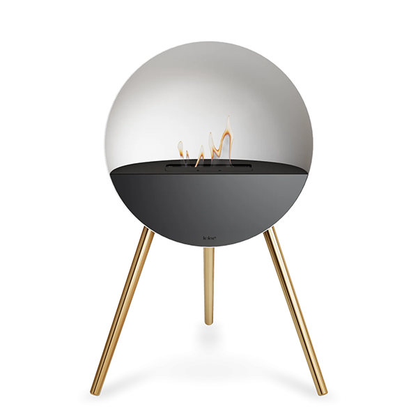 Le Feu Eye Bioethanolpejs   Hvid Rose Gold Ben Sort Top Sort Front  : Erling Christensen Møbler