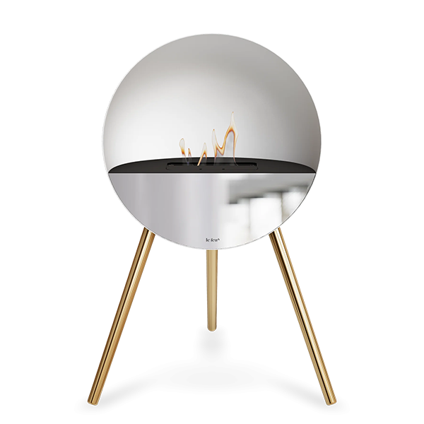 Le Feu Eye Bioethanolpejs   Hvid Rose Gold Ben Sort Top Spejl Front  : Erling Christensen Møbler