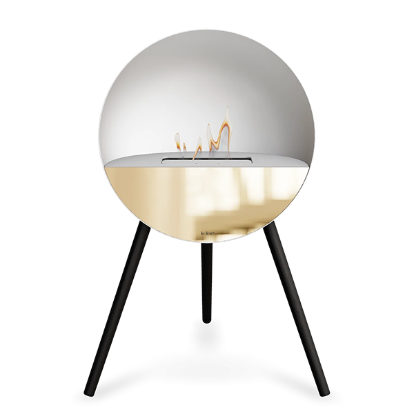 Le Feu Eye Bioethanolpejs   Hvid Sorte Ben Hvid Top Rose Gold Front  : Erling Christensen Møbler