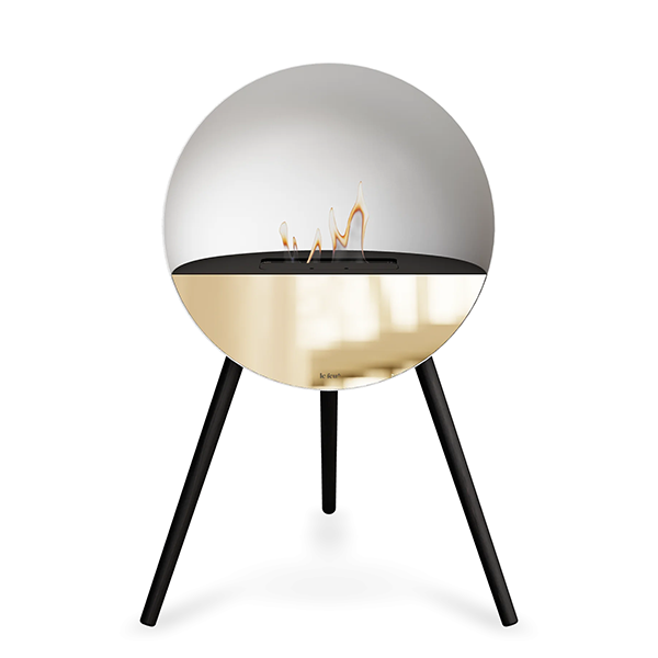 Le Feu Eye Bioethanolpejs   Hvid Sorte Ben Sort Top Rose Gold Front  : Erling Christensen Møbler