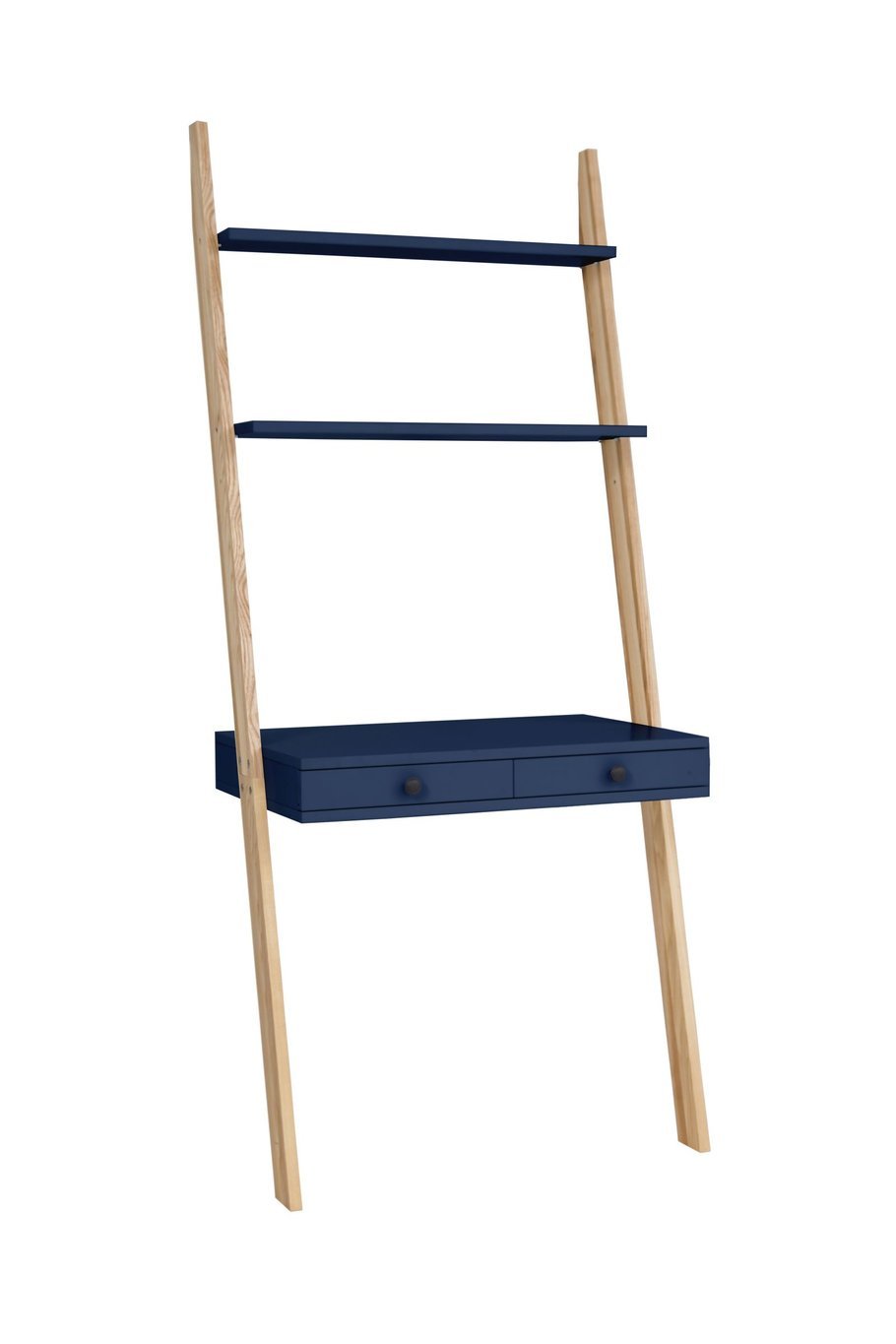 Leno Stigehylde Skrivebord 79x183cm Asketræ   Marineblå